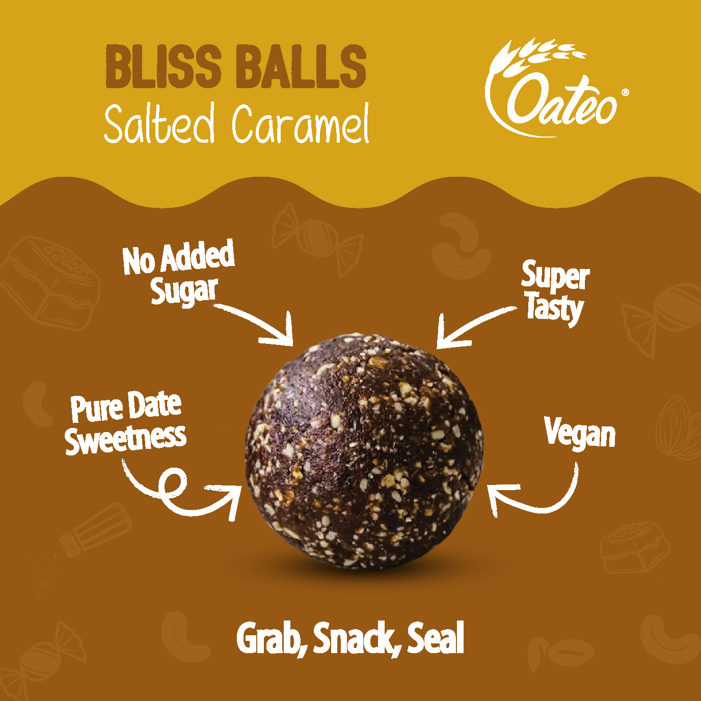 Oateo Bliss Balls – Salted Caramel - 3 Pack