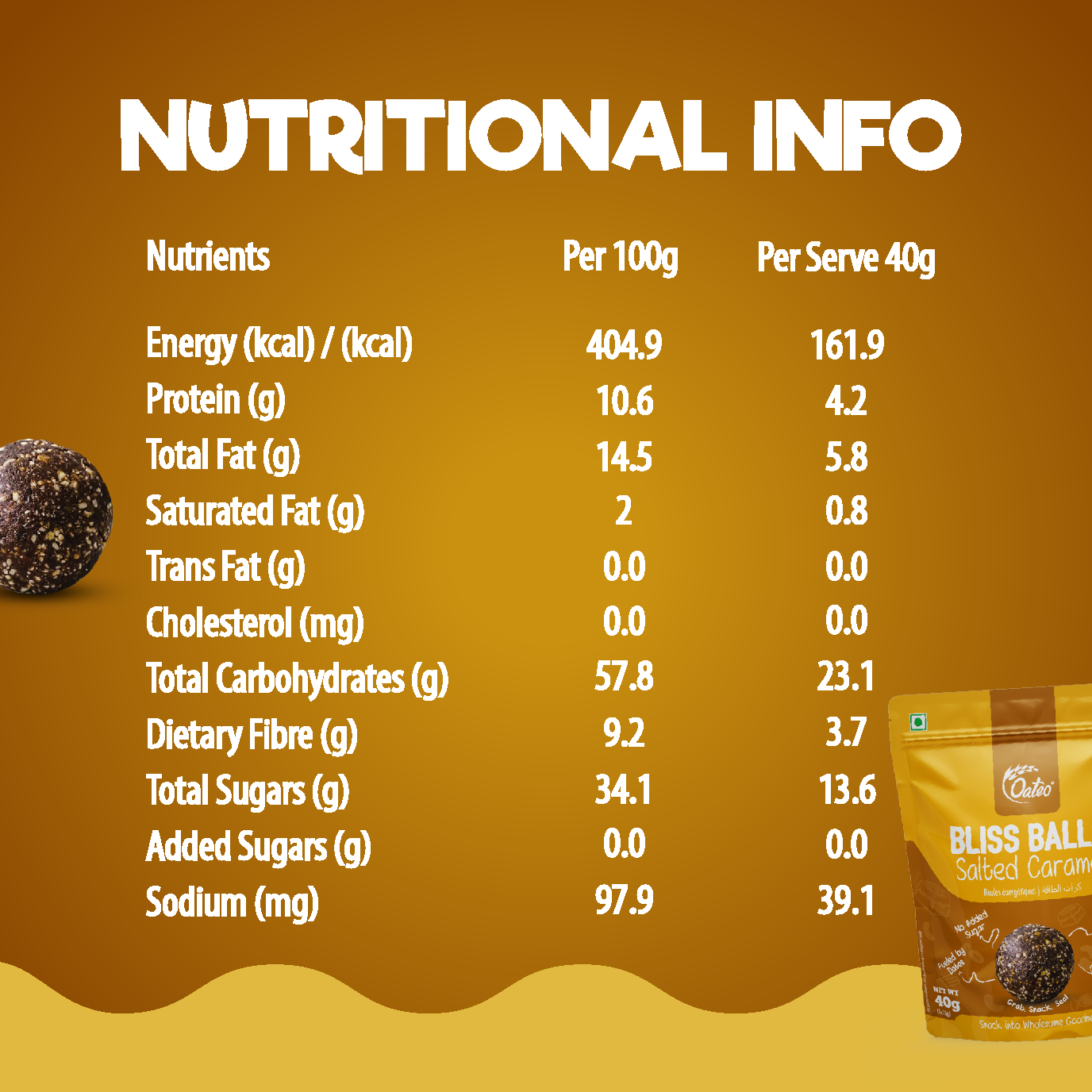 Oateo Bliss Balls – Salted Caramel - 3 Pack