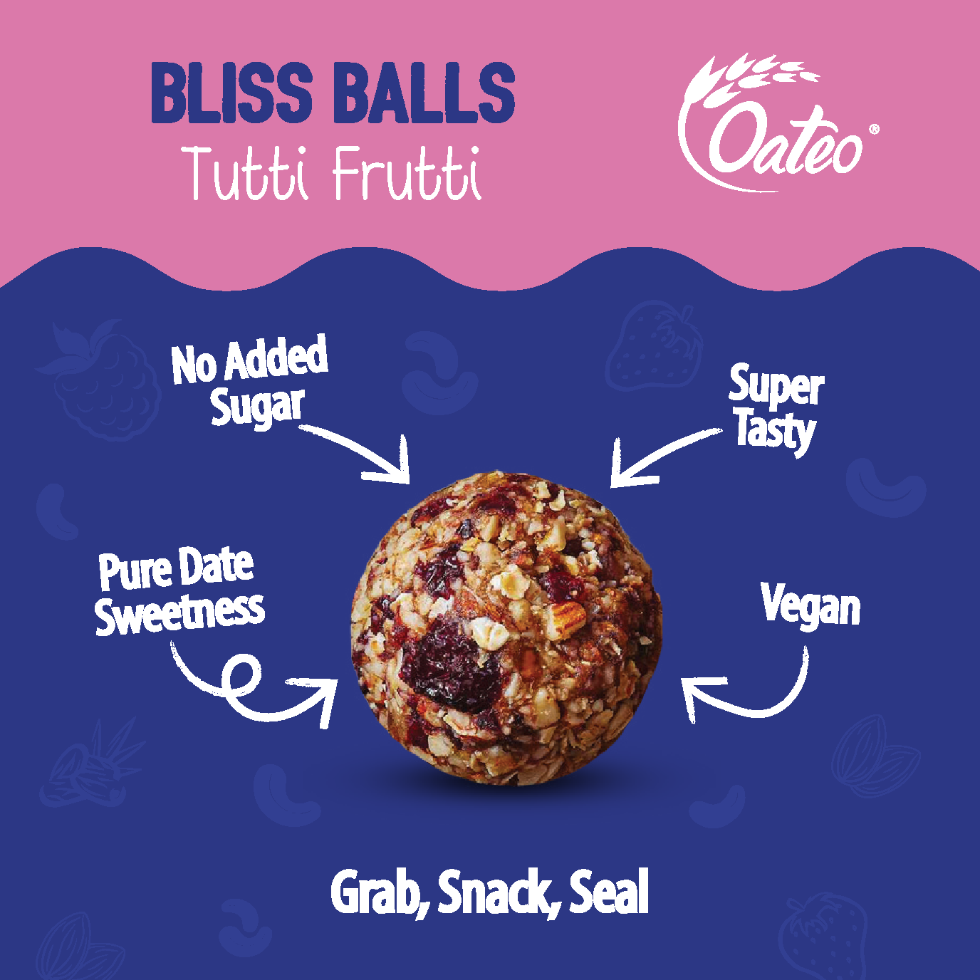 Oateo Bliss Balls – Tutti Frutti - 3 Pack