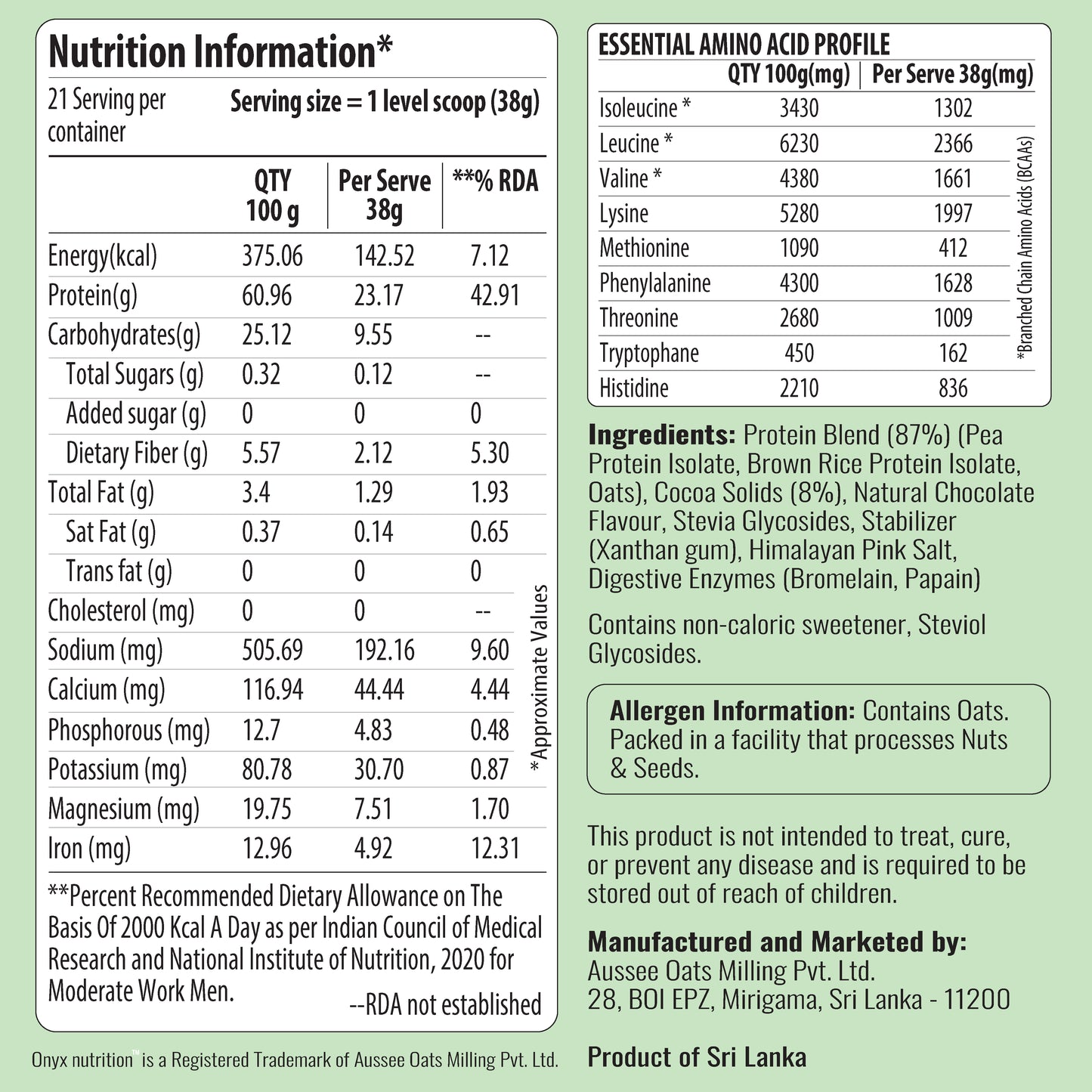 Belgian Chocolate - Plant Protein Powder 800g Jar