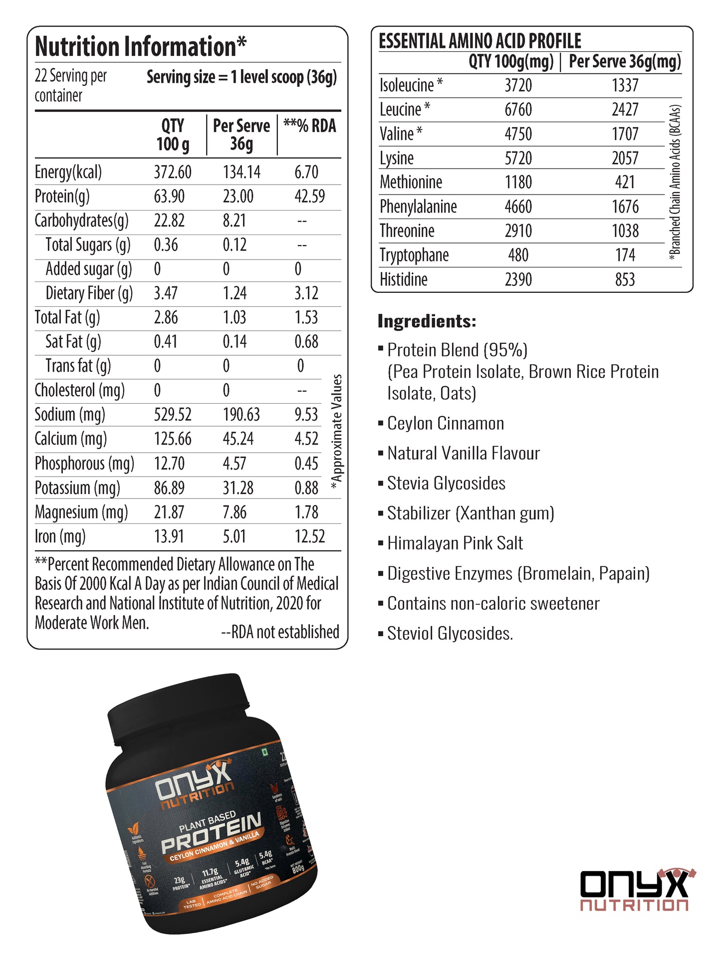 Plant protein powder Ceylon Cinnamon & Vanilla
